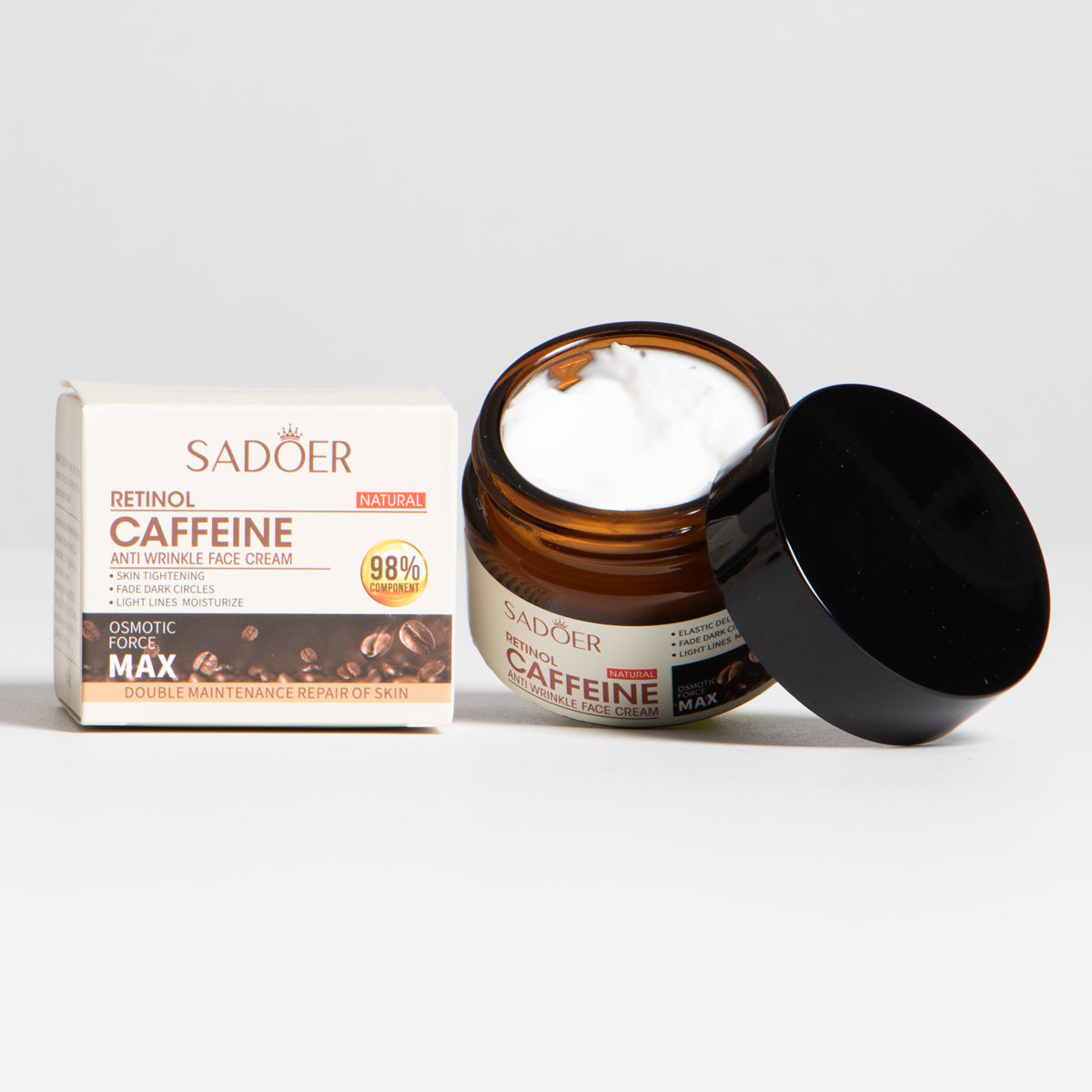 2x1 Crema hidratante antiarrugas con retinol y cafeina SADOER